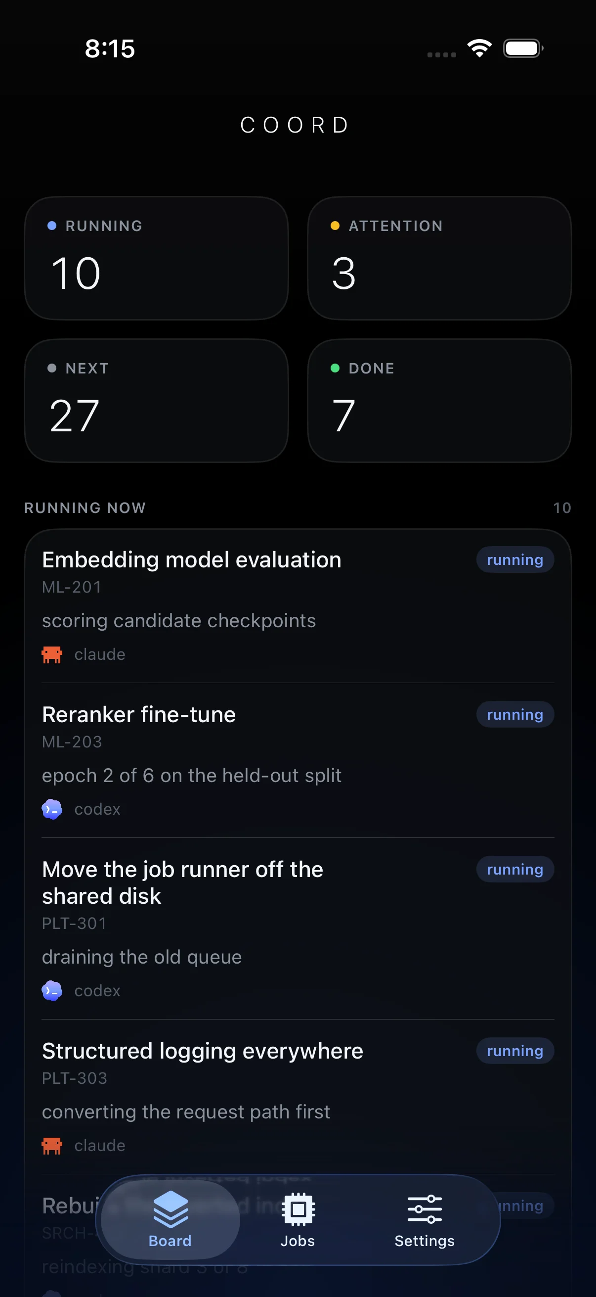 COORD iOS board interface